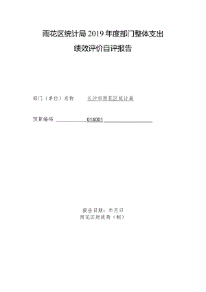 雨花区统计局2019年度部门整体支出绩效评价自评报告.docx