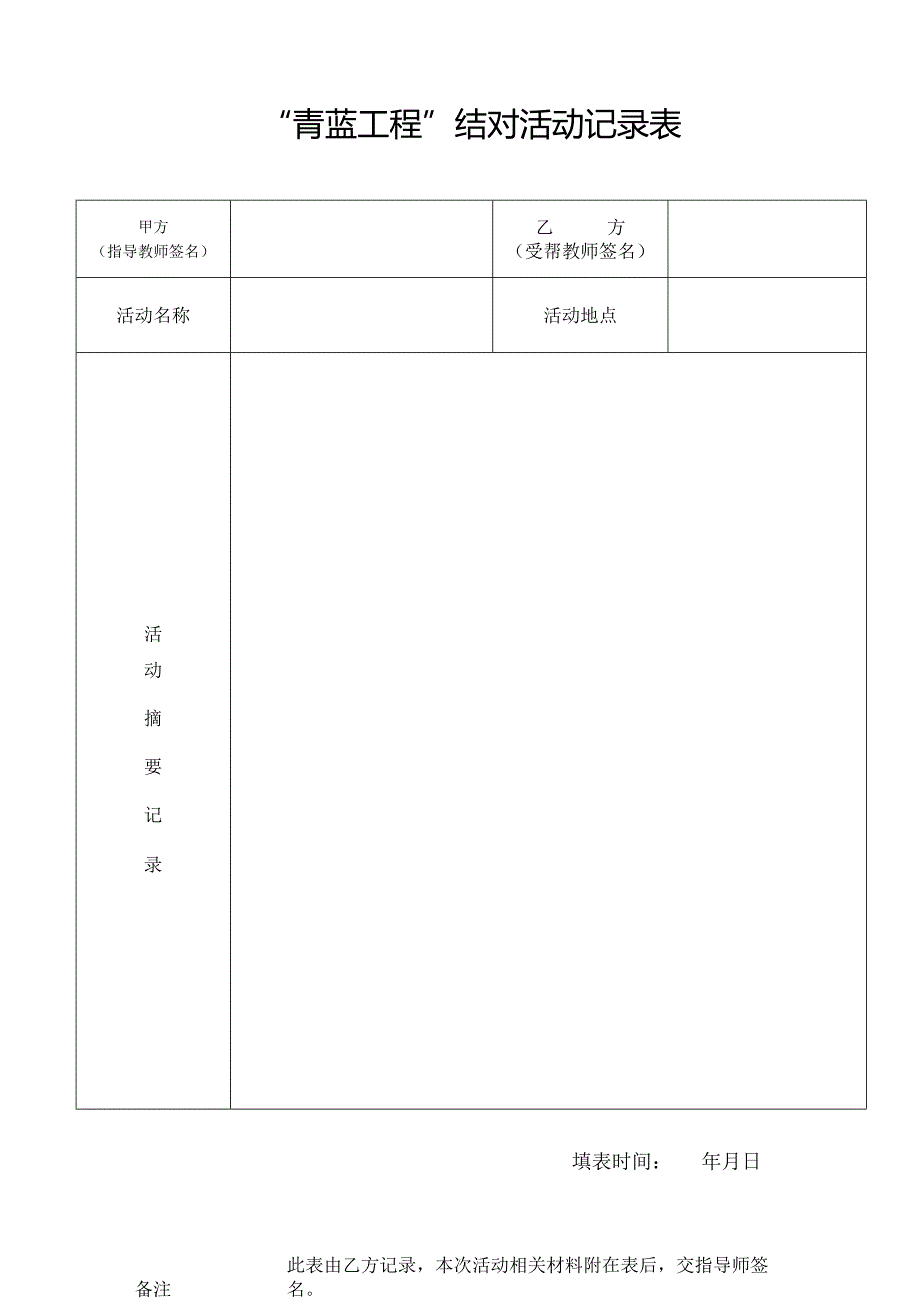 “青蓝工程”结对活动记录表.docx_第1页