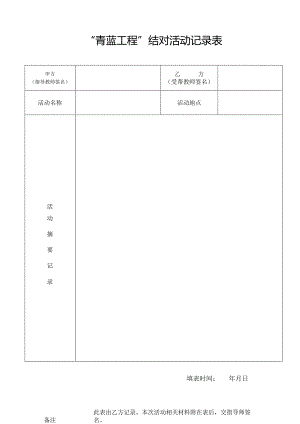 “青蓝工程”结对活动记录表.docx