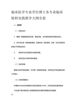 临床医学专业学位博士各专业临床轮转实践教学大纲全套.docx