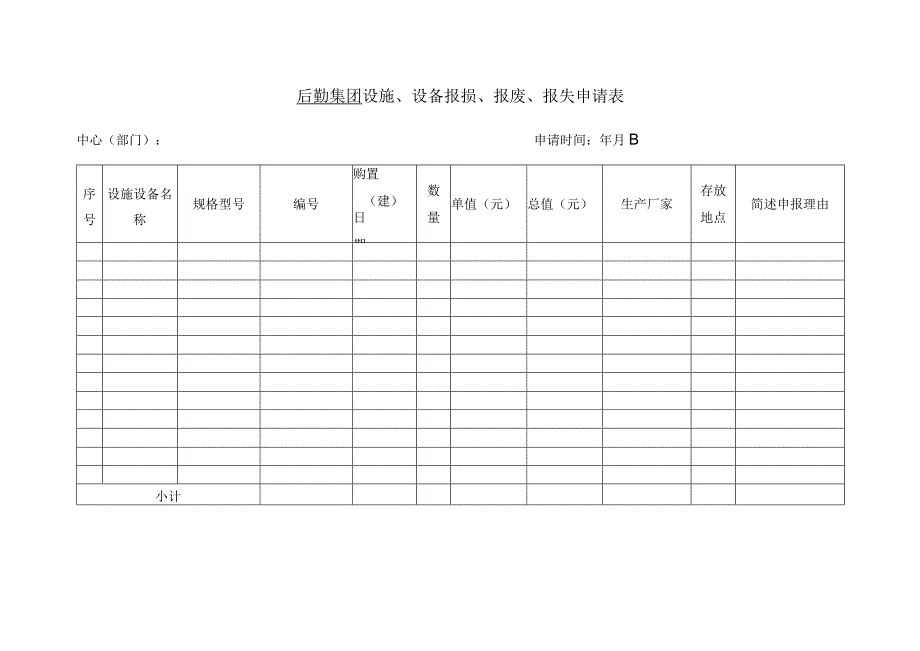 后勤集团设施、设备报损、报废、报失申请表.docx_第1页