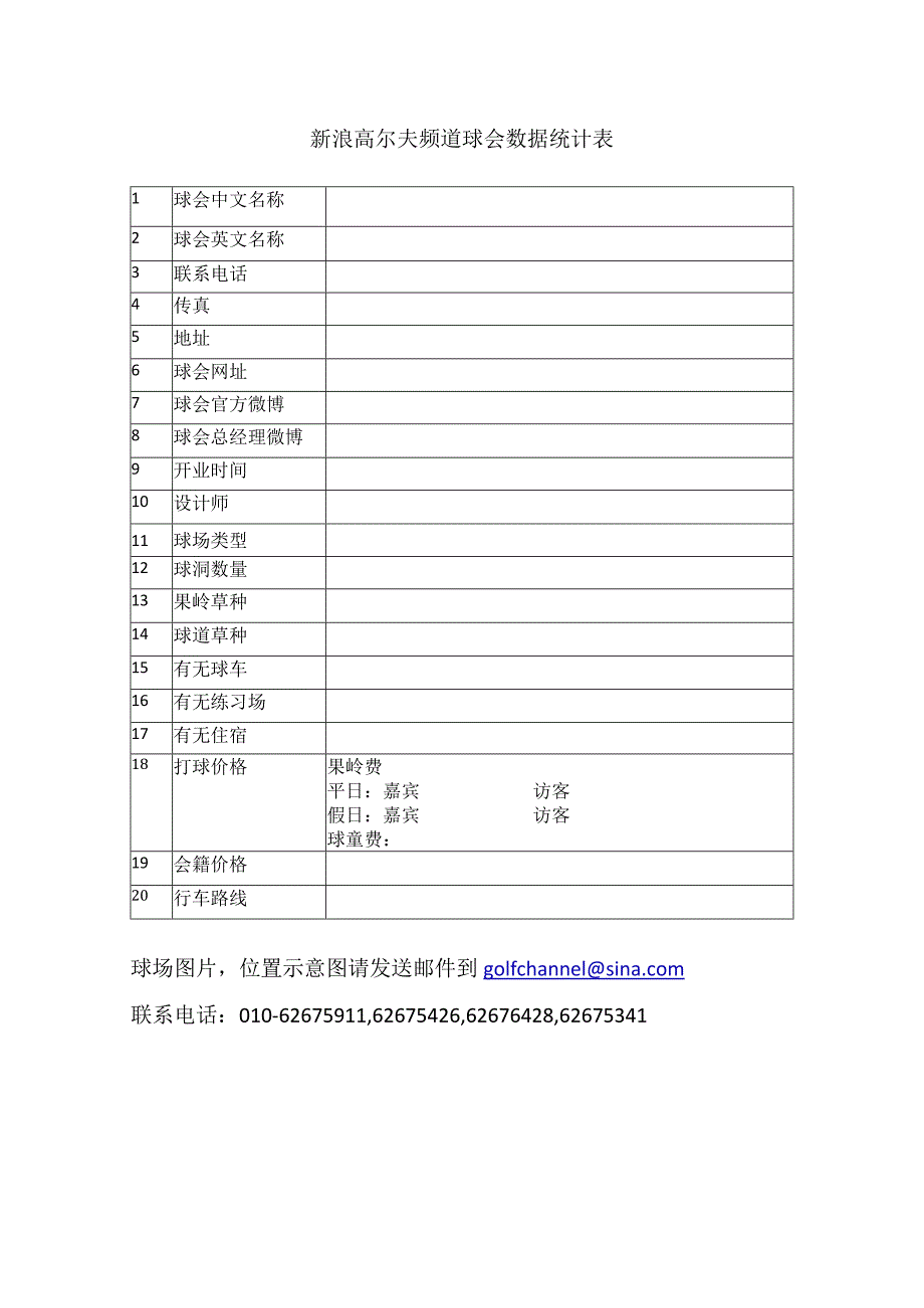 新浪高尔夫频道球会数据统计表.docx_第1页