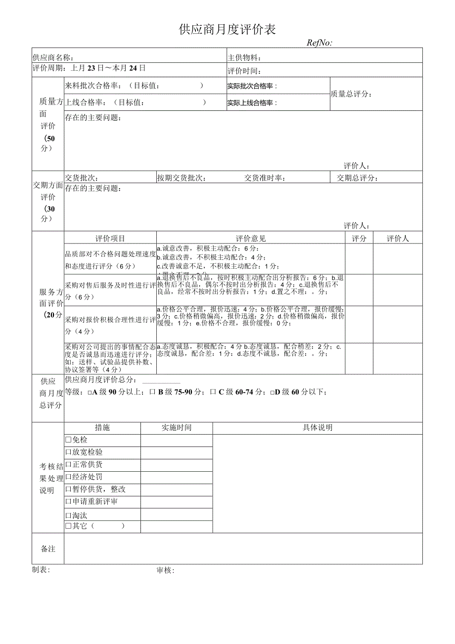 供应商月度评价表.docx_第1页