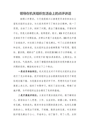 领导在机关组织生活会上的点评讲话.docx