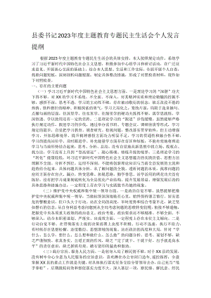 县委书记2023年度主题教育专题民主生活会个人发言提纲.docx