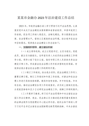 某某市金融办2023年法治建设工作总结.docx