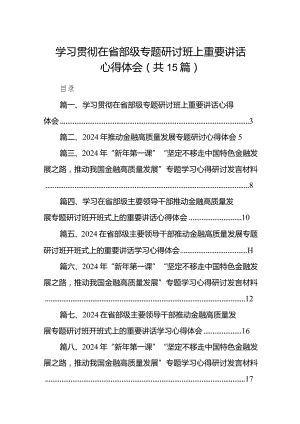 学习贯彻在省部级专题研讨班上重要讲话心得体会15篇供参考.docx