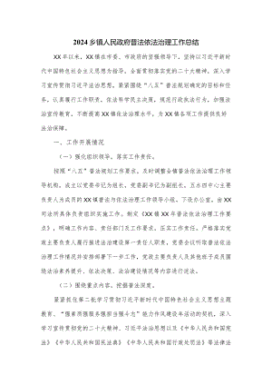 2024乡镇人民政府普法依法治理工作总结.docx