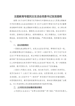 主题教育专题民主生活会党委书记发言提纲.docx