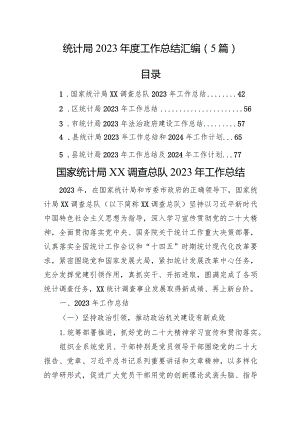 统计局2023年度工作总结汇编（5篇）.docx