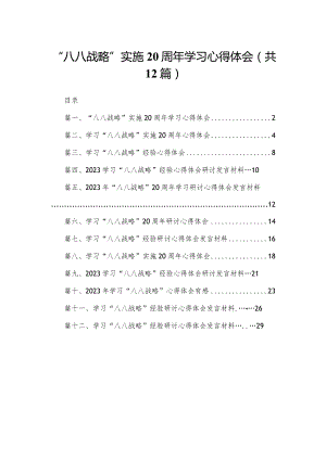 “八八战略”实施20周年学习心得体会12篇供参考.docx