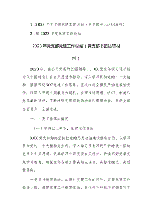 2023年党支部党建工作总结范文2篇.docx