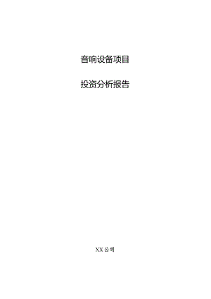 音响设备项目投资分析报告.docx