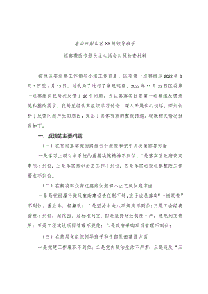 领导班子巡察整改专题民主生活会对照检查材料.docx