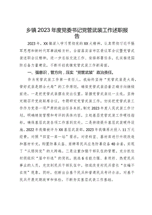 乡镇2023年度党委书记党管武装工作述职报告.docx