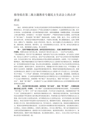 指导组在第二批主题教育专题民主生活会上的点评讲话1.docx