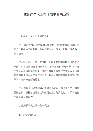 业务员个人工作计划书合集五篇.docx