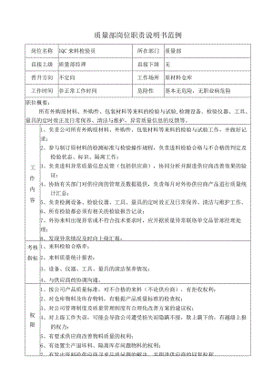 IQC来料检验员岗位职责说明书.docx