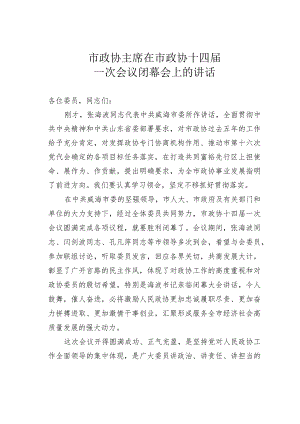 市政协主席在市政协十四届一次会议闭幕会上的讲话.docx