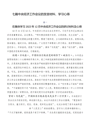 七篇中央经济工作会议的发言材料、学习心得.docx