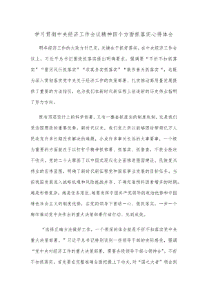 学习贯彻中央经济工作会议精神四个方面抓落实心得体会.docx