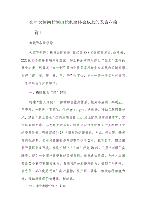 在林长制河长制田长制全体会议上的发言六篇.docx