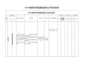 XX环境保护领域基层政务公开标准目录.docx