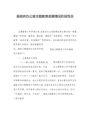 县政府办公室主题教育进展情况阶段性总结.docx