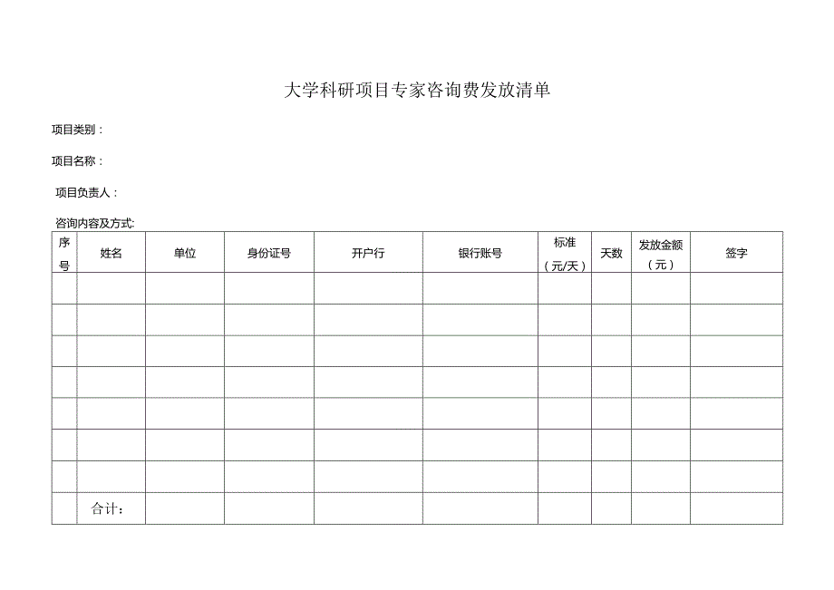 大学科研项目专家咨询费发放清单.docx_第1页