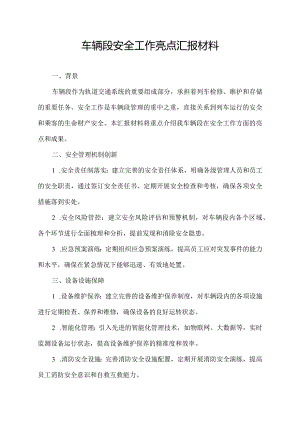 车辆段安全工作亮点汇报材料.docx