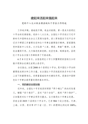 党的十八大以来全国县级红十字会工作综述.docx