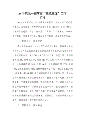 xx中院民一庭落实“三抓三促”工作汇报.docx