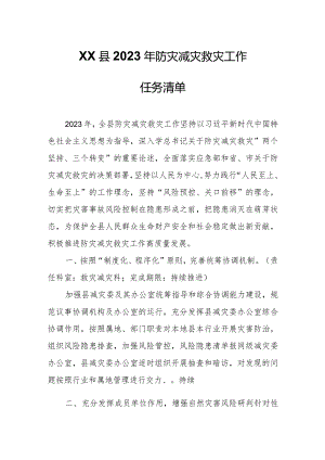 XX县2023年防灾减灾救灾工作任务清单.docx