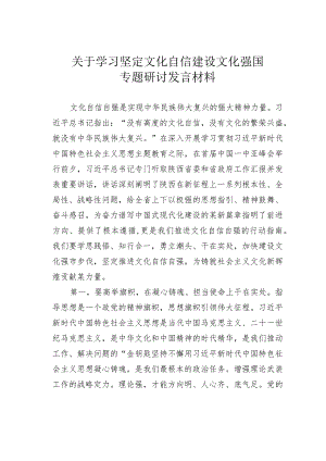 关于学习坚定文化自信建设文化强国专题研讨发言材料.docx