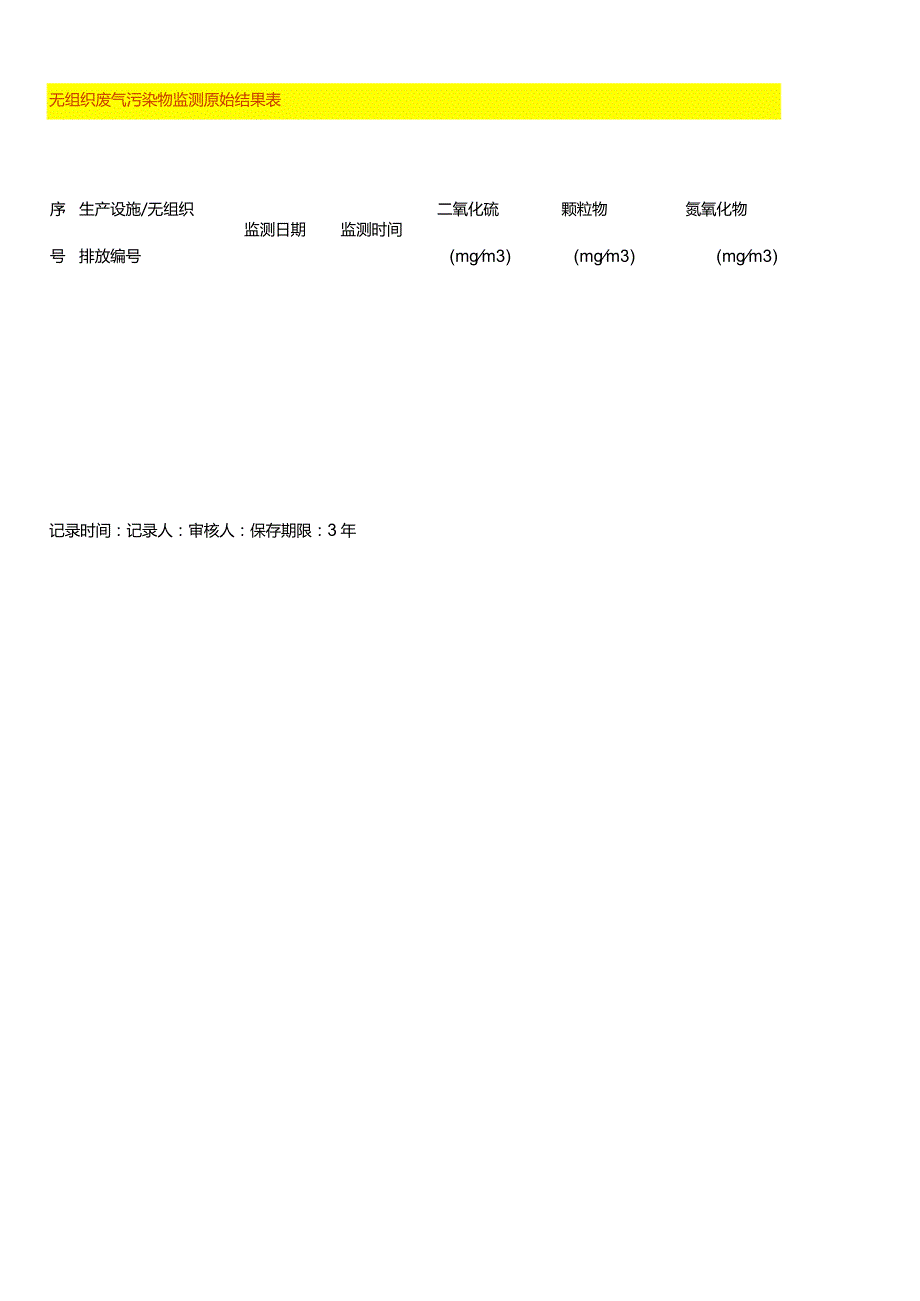 无组织废气污染物监测原始结果表台账模板.docx_第1页