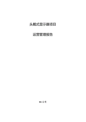 头戴式显示器项目运营管理报告.docx