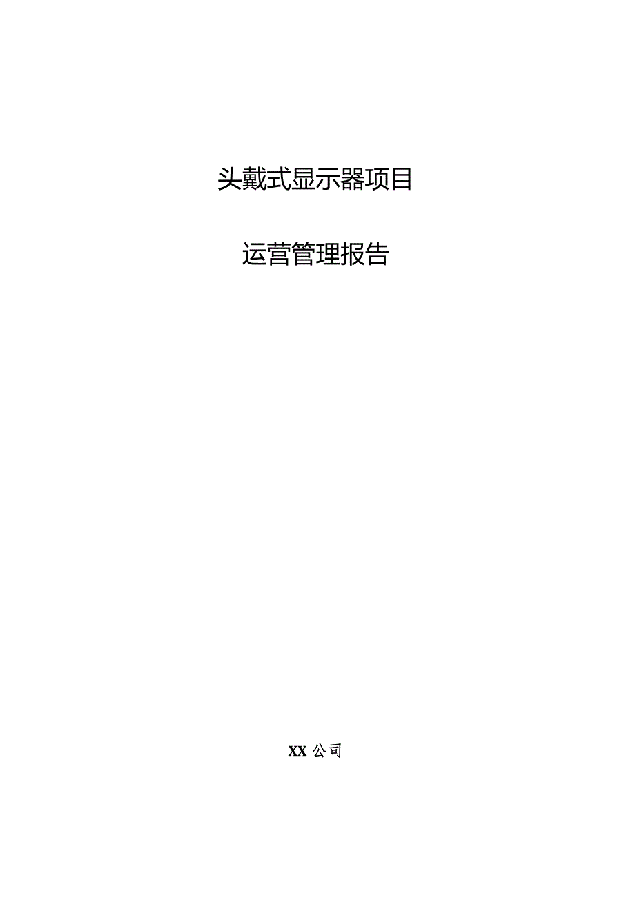 头戴式显示器项目运营管理报告.docx_第1页