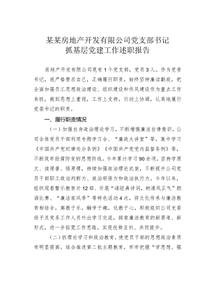 某某房地产开发有限公司党支部书记抓基层党建工作述职报告.docx