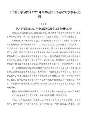 （10篇）学习贯彻2023年中央经济工作会议研讨材料及心得.docx