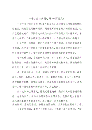 一千字会计实训心得（6篇范文）.docx