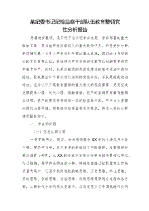 某纪委书记纪检监察干部队伍教育整顿党性分析报告.docx