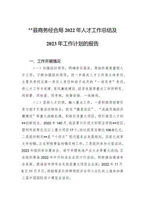 县商务经合局2022年人才工作总结及2023年工作计划的报告.docx