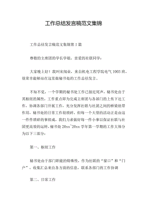 工作总结发言稿范文集锦.docx