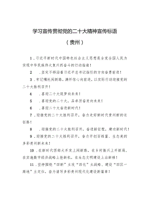 【二十大】学习宣传贯彻党的二十大精神宣传标语（贵州）.docx