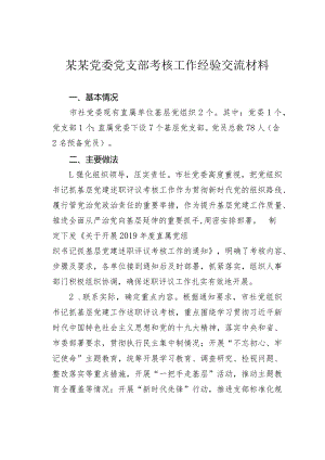 某某党委党支部考核工作经验交流材料.docx