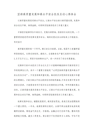 坚持高质量发展和高水平安全良性互动心得体会.docx