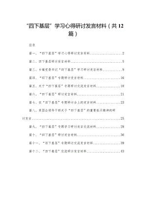 （12篇）“四下基层”学习心得研讨发言材料.docx