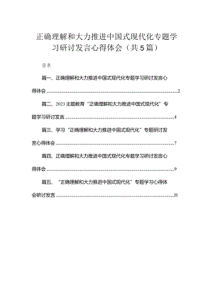 正确理解和大力推进中国式现代化专题学习研讨发言心得体会（共五篇）汇编.docx