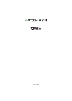 头戴式显示器项目管理报告.docx