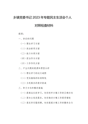 乡镇党委书记2023年专题民主生活会个人对照检查材料.docx